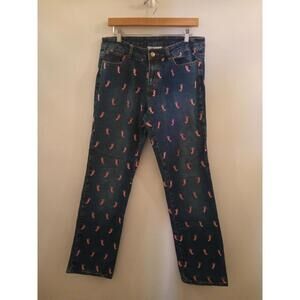 Lilly Pulitzer Women’s 10 Denim with Seahorses Embroidered Cotton Jeans